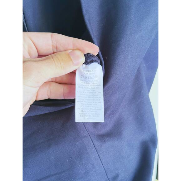 Everlane Structured Cotton Jumpsuit V-Neck Navy Blue 8 Career Quiet Luxury Fall - Picture 5 of 5